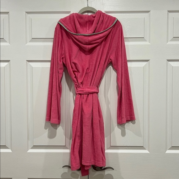 RALPH LAUREN Terry Cloth Bathrobe Hot Pink Green Gingham Womens Size XS Small - Picture 2 of 9
